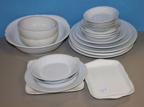 Grouping of Ironstone and White Porcelain Pieces. 22 pieces which includes plates, bowls, tray.