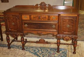 Burled Walnut Depression Sideboard with Beaded Trim