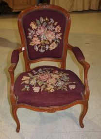 Satinwood French Needlepoint Arm Chair
