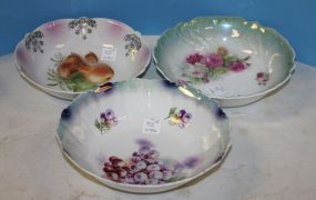 Three Handpainted Porcelain Bowls