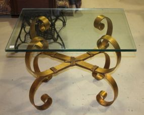 Iron Curved Base Coffee Table with Glass Top
