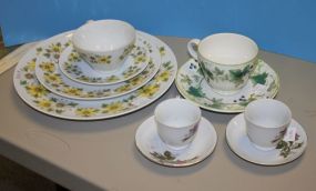 Noritake Place setting of Marguerite Two Japan Demi-tesse cups & saucers, Mikasa cup & saucer.