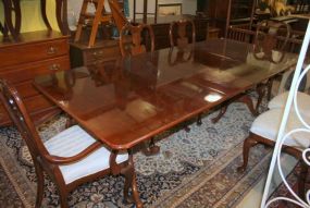 Mahogany Banded Queen Anne Table With 2 Skirted leaves.