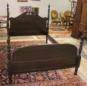 Mahogany Full Size Poster Bed With wood Rails, matches lot # 369 and 370, 59