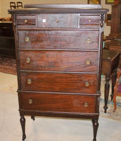 Mahogany Tall Boy Chest on Spindle Legs Matches lot # 368 and 369, 61
