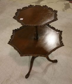 Carved French Snake leg 2 Tier Table