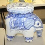 Blue and White Elephant Plant Stand