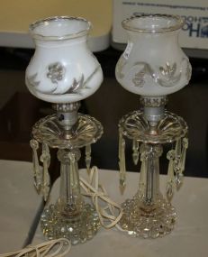 Pair Vintage Bedroom Glass Lamps
