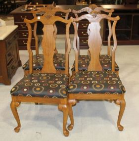 Set of Four Oak Queen Anne Style Chairs