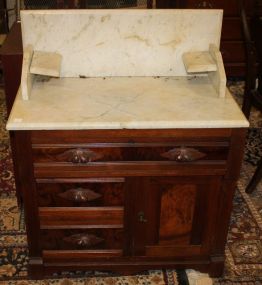 Walnut Eastlake marble Top Washstand with Candlestands