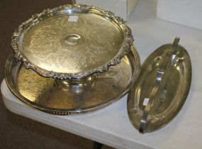 Community Plate Bread Tray, Sheridan Silverplate Cake Stand, Silverplate Gallery Tray