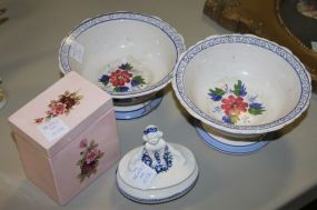 Pink Porcelain box, Covered Jar, and Compotes