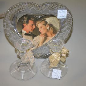 Heart Shaped Frame and Pair of Glass Candlesticks candlesticks 4