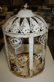 White Tin Hanging Cage