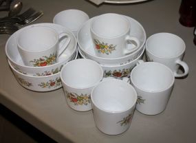 Four Century Corning Ware Cereal Bowls and Seven Century Coffee Cups