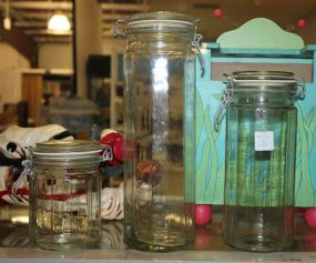 Set of Three Glass Kitchen Storage Jars