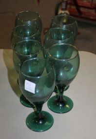 Set of Seven Green Glasses