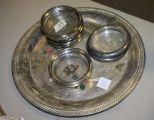 Silverplate Coasters and Tray 12