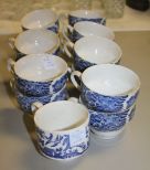 Set of Fourteen Blue and White Stoneware Cups