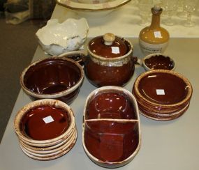 Group of USA Brown Stoneware Dishes Including 7
