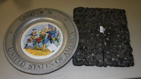 Iron Piece with Handle, Spirit of '76 Pewter and Porcelain Plate