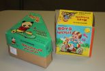 Tin Type Vintage Toys Boys Tricycle and Wind up Drumming Animal (panda), original boxes, 4