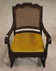 Mahogany Cane Back Arm Rocker