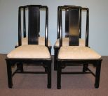 Set of Four Black Lacquer Side Chairs