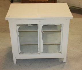 Painted White Glass Cabinet with Shelf, 28