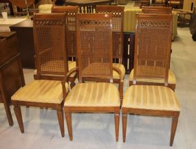 Set of 6 Modern Dining Chairs 2 arms, 4 sides, cane back