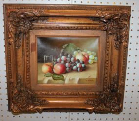 Small Fruit Still-Life Oil on Canvas In carved gold frame, 19