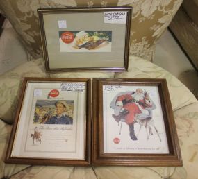 3 Framed Coke Advertisements 9