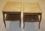 Pair of Provinical End Tables Fox Marble Tops, 21