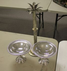 Pair of Silverplate Compotes and Candle Tree