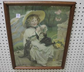 Print of Girl with Kittens