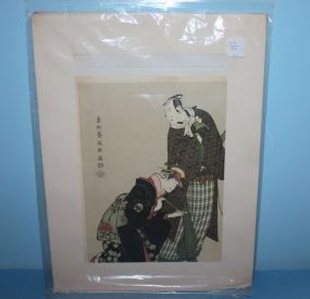 Two Unframed Antique Wood Block Chinese Prints