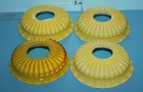 Set of Four Victorian Period Yellow Glass Bobeches