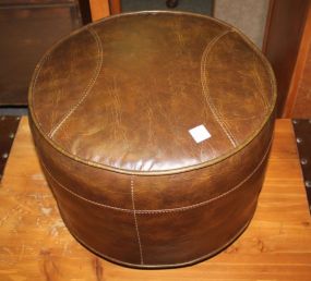 Faux Leather Round Footstool