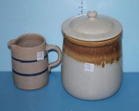 McCoy Stoneware Cookie Jar and a Stoneware Pitcher