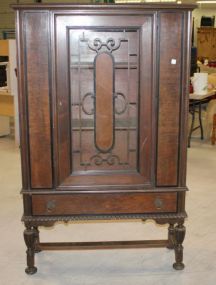 1940's Walnut Veneer China Cabinet