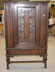 1940's Walnut Veneer China Cabinet