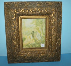 Print of Two Young Ladies in Gilt Victorian Frame