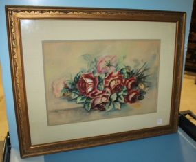 Watercolor of Roses, signed Virginia Battaile Betts