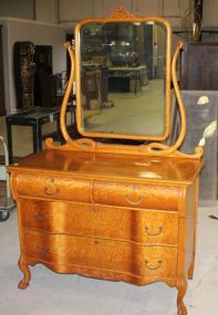 Early 20th Century Bird's Eye Maple Dresser with Mirror