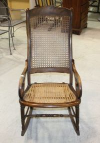 Late 19th Century Victorian Maple Rocker with Cane Seat and Cane Back