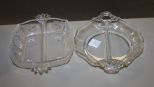 Two Small Depression Glass Divided Dishes