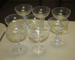 Eight Clear Glass Champagne Glasses