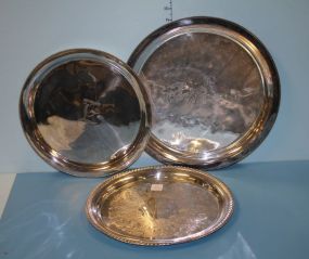 Three Silverplate Round Serving Trays