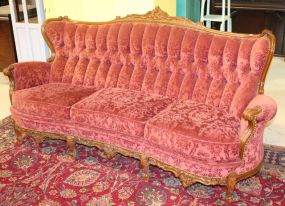 Large Hand Carved Satinwood French Style Sofa