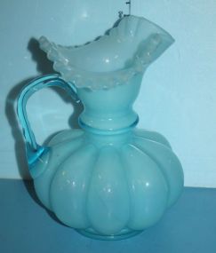 Blue Victorian Glass Pitcher